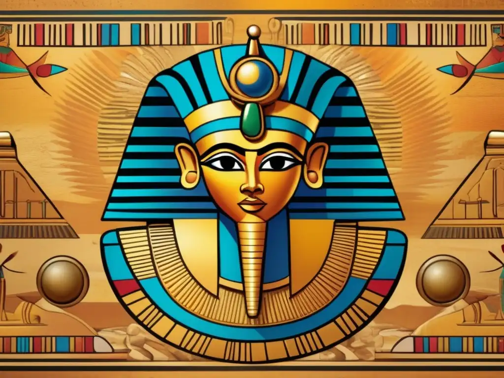 Una fascinante imagen detallada de un mural antiguo egipcio, donde el dios del sol Ra brilla en todo su esplendor
