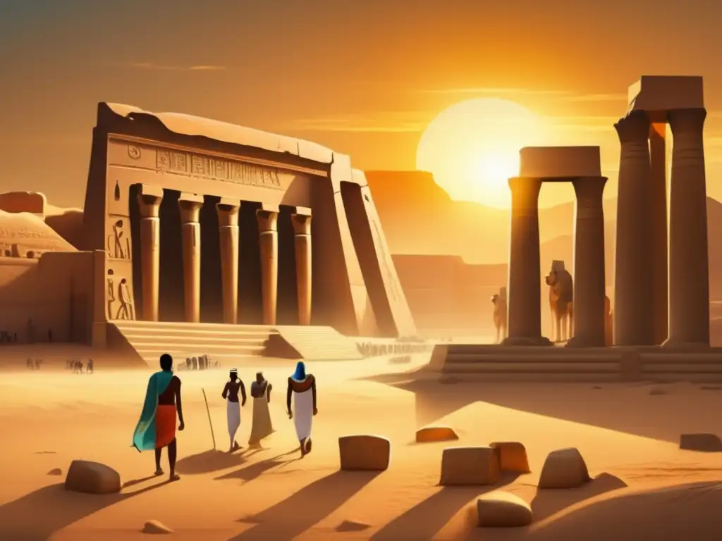 Una fascinante imagen vintage de un sitio arqueológico del antiguo Egipto durante el Tercer Periodo Intermedio