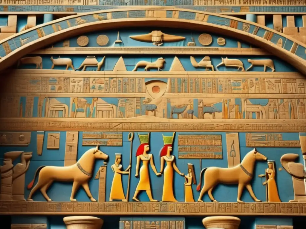 Interior del Templo de Dendera: Descubre los fascinantes tesoros arqueológicos Explora el fascinante Templo de Dendera, con sus jeroglíficos tallados y colores vibrantes