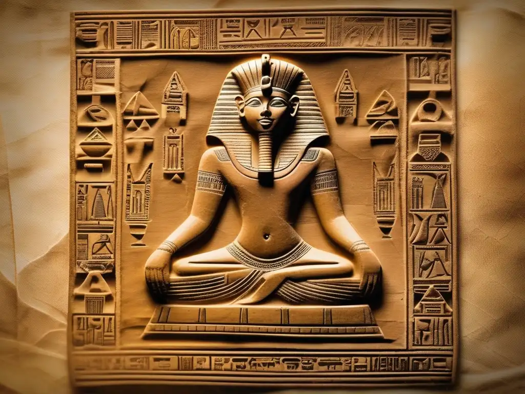 Figurita egipcia antigua de deidad, detallada y misteriosa, en material inusual