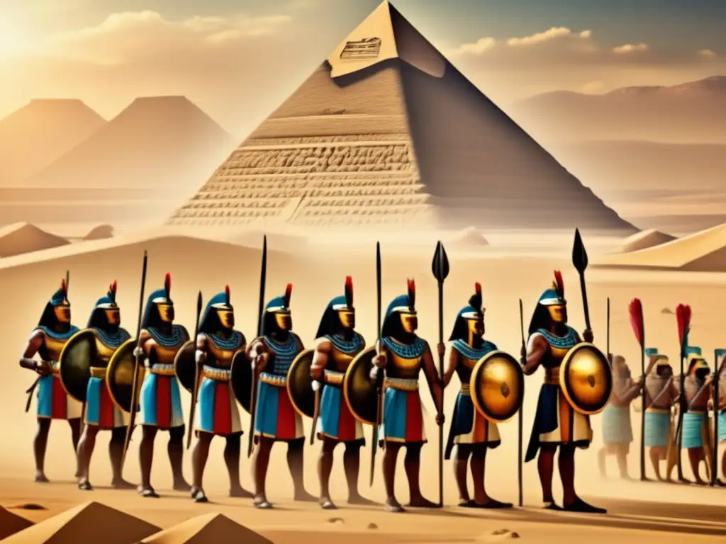 Formaciones de combate egipcias en una imagen vintage de alta resolución