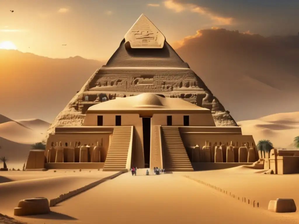 Una foto antigua en sepia muestra la majestuosidad de la arquitectura religiosa en el Imperio Nuevo de Egipto