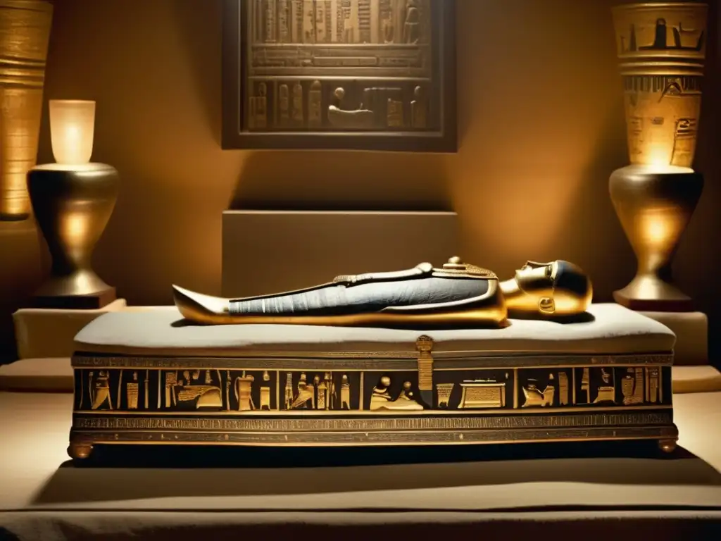 Una foto vintage exquisita captura la esencia de los rituales de mumificación en Egipto