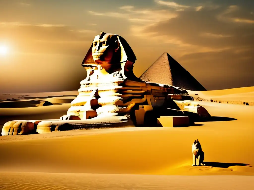 La Gran Esfinge de Giza se alza orgullosamente en medio de las arenas doradas del desierto egipcio
