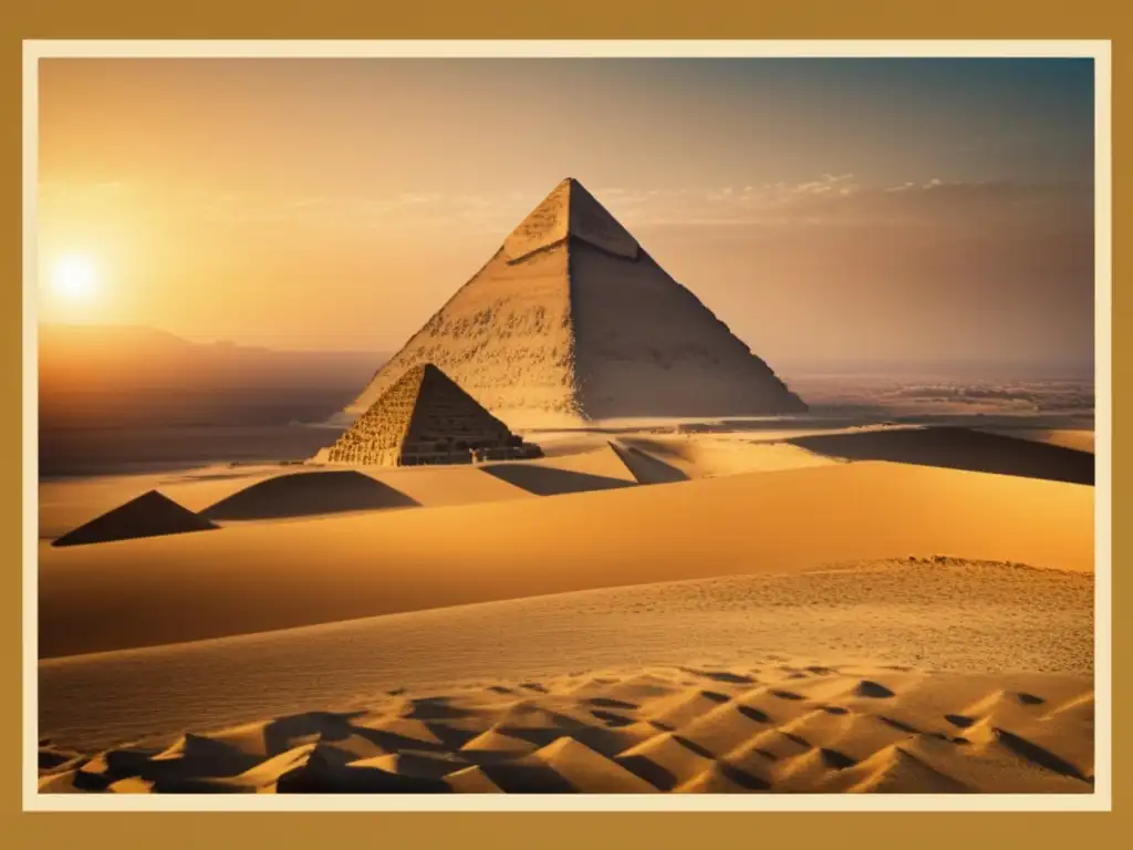 La grandiosidad de la Gran Pirámide de Giza se eleva sobre el desierto dorado