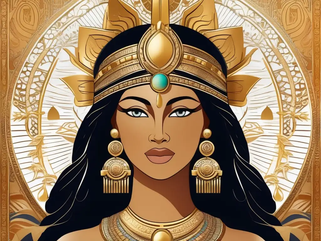 Hathor, diosa del amor y la maternidad, se yergue majestuosa en una imagen vintage