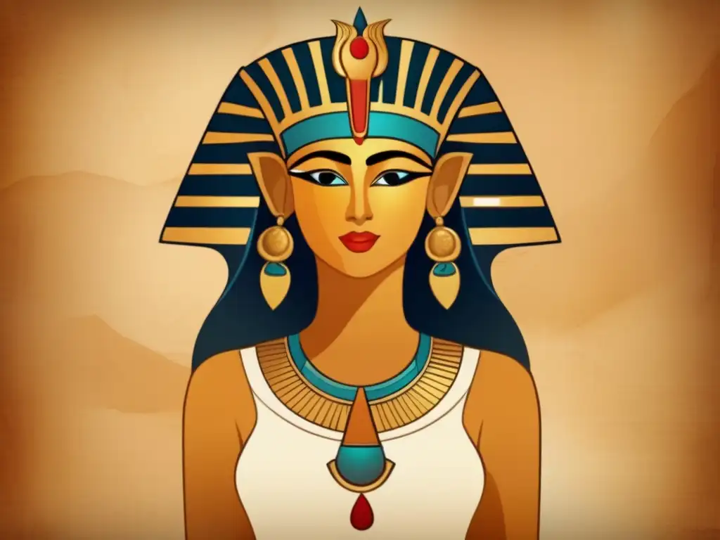 Hathor, diosa del amor y la maternidad, se representa en una ilustración de inspiración vintage