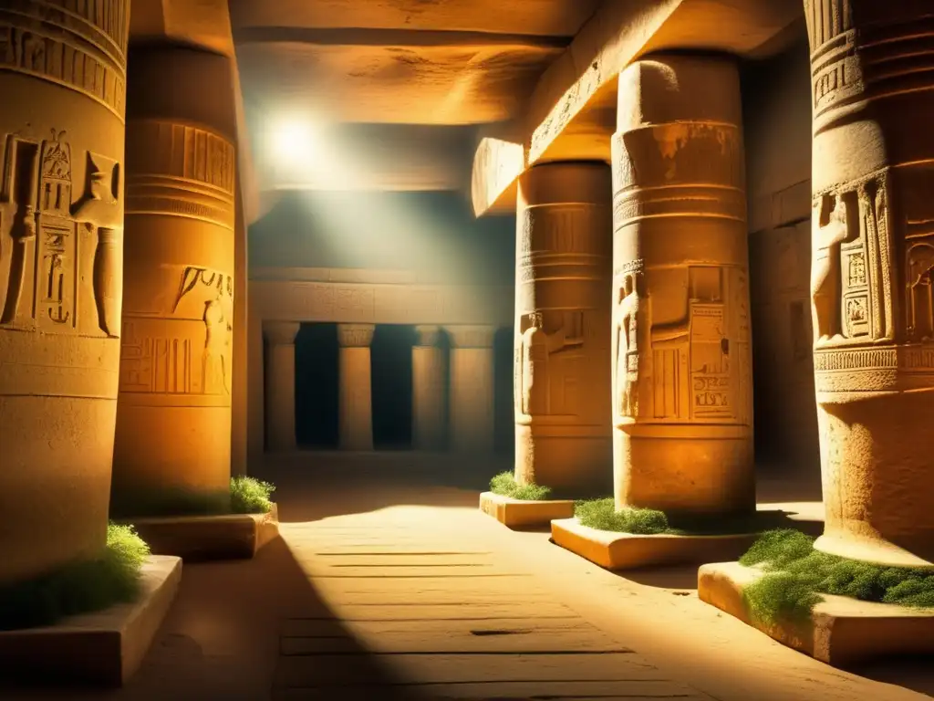 El Osirión: Un viaje místico al templo subterráneo de Abydos Explora la historia y misterio del templo subterráneo en Abydos, donde columnas de piedra desgastadas cuentan antiguos relatos de dioses y faraones
