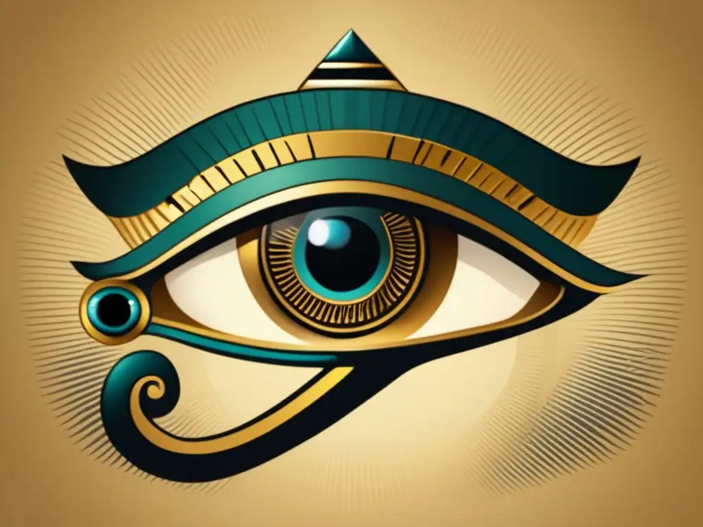 Una ilustración detallada del Ojo de Horus en tonos terrosos