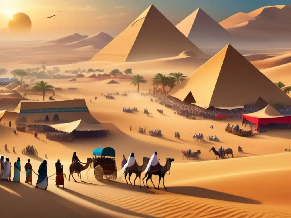 Una ilustración detallada de las rutas comerciales egipcias, reflejando la influencia transfronteriza