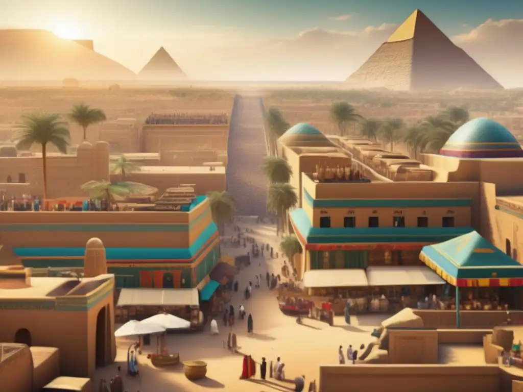 Una ilustración detallada en 8k muestra una vibrante ciudad del antiguo Egipto capturada con tecnología LIDAR