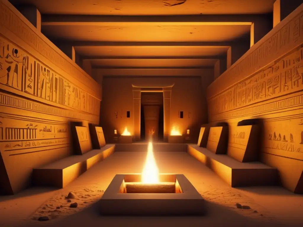 Una ilustración inspirada en el pasado resalta la belleza artística y la ingeniería detallada de las tumbas subterráneas en el antiguo Egipto