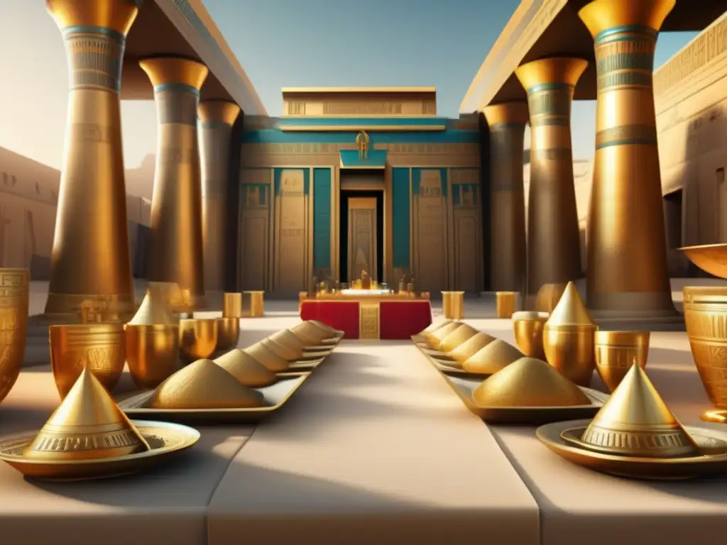Una ilustración vintage en 8k muestra un elaborado templo en el Antiguo Egipto