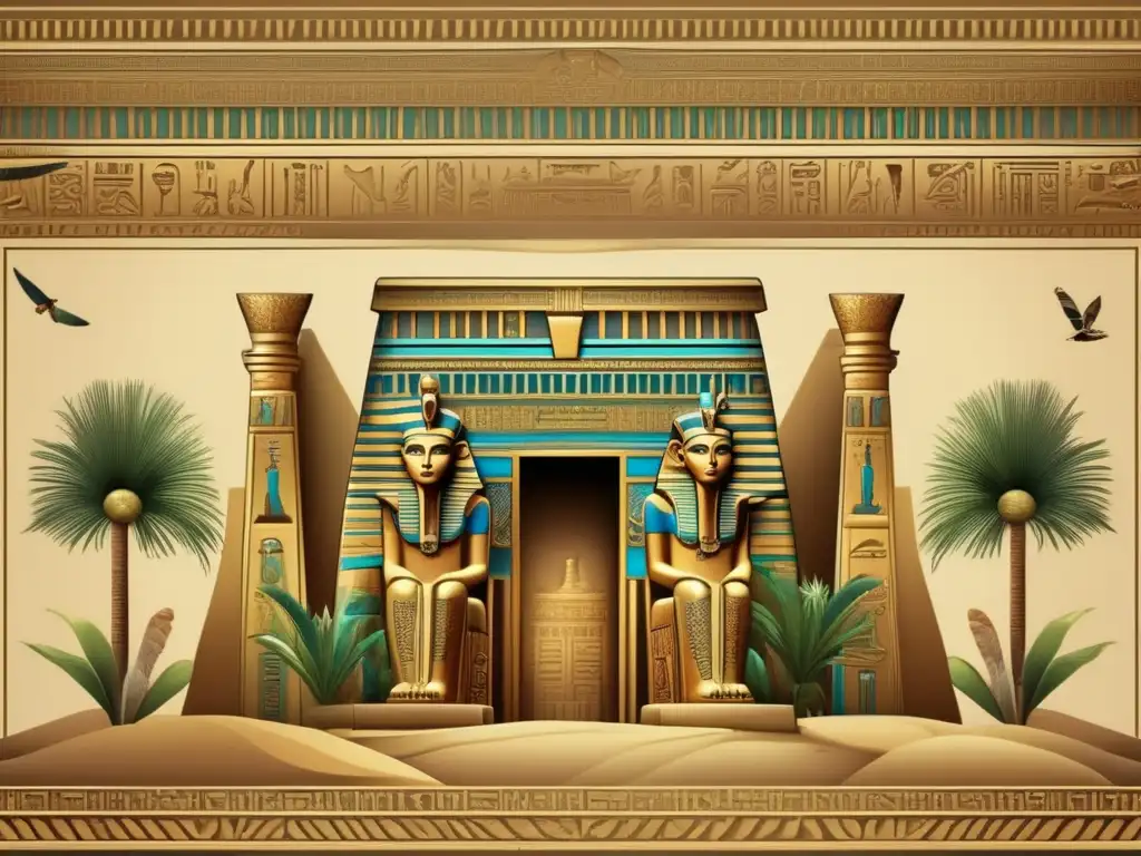Una ilustración vintage fascinante muestra la influencia de la naturaleza en la ornamentación y diseño egipcio