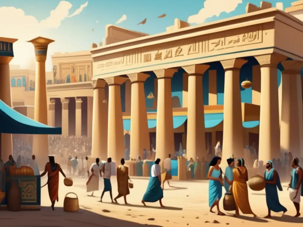 Una ilustración vintage que muestra la fusión de las culturas griega y egipcia en el antiguo Egipto