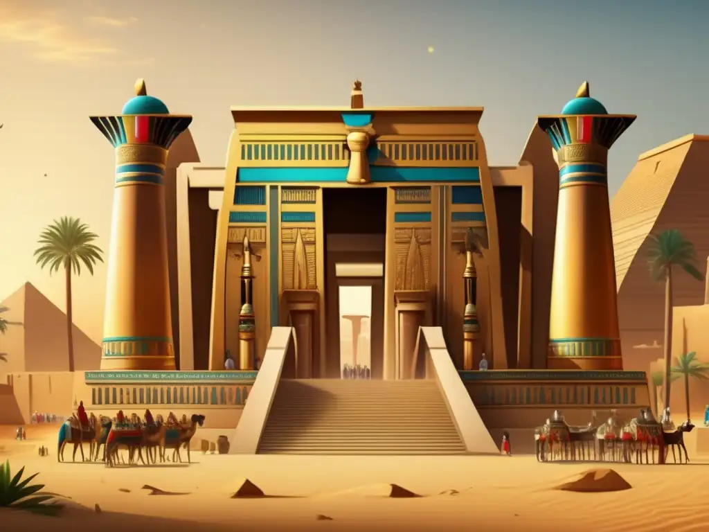 Una ilustración vintage que muestra la grandeza y opulencia de la antigua Dinastía IX en la historia de Egipto