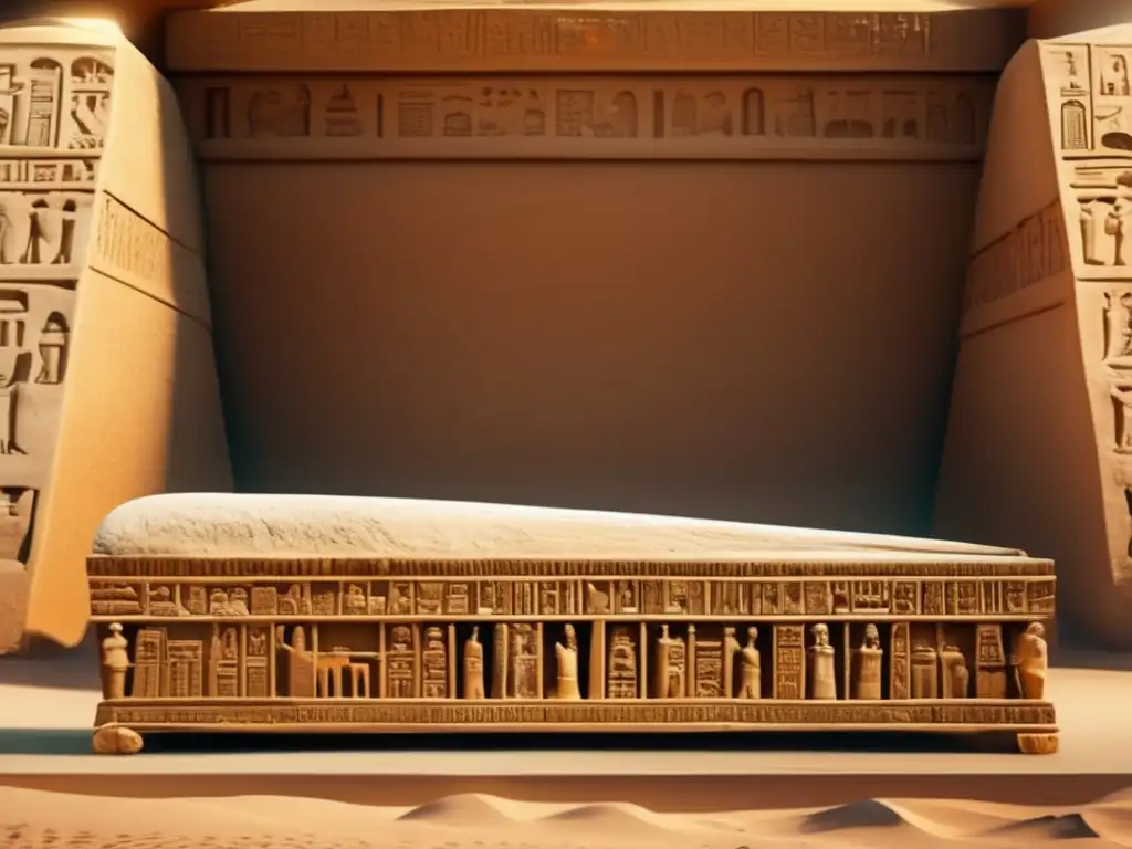 Una ilustración vintage inspirada en la antigua civilización egipcia y los textos funerarios
