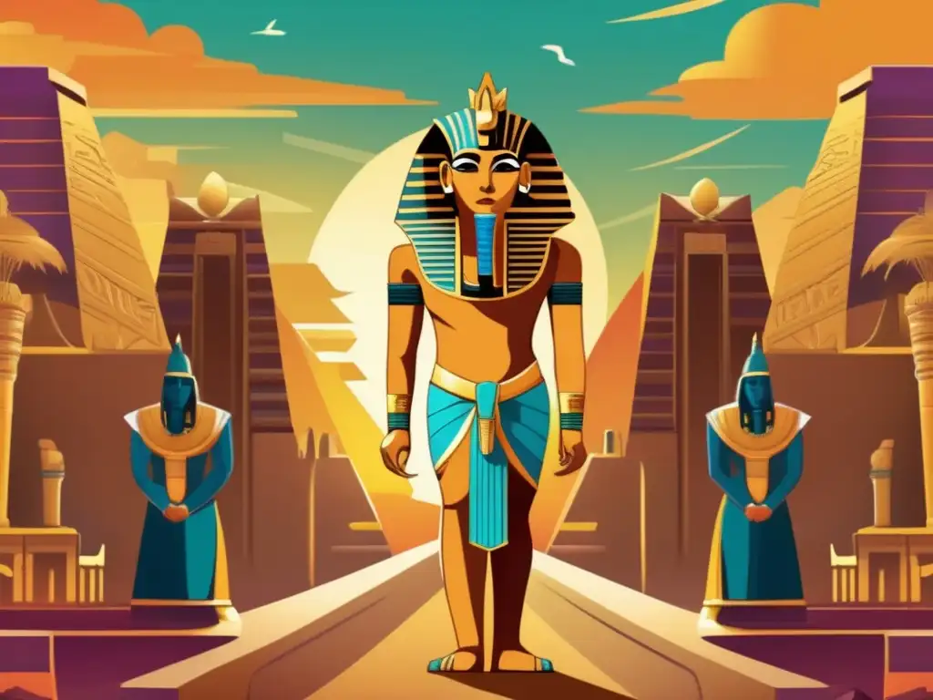 Una ilustración vintage inspirada en la mitología antigua de Egipto cobra vida