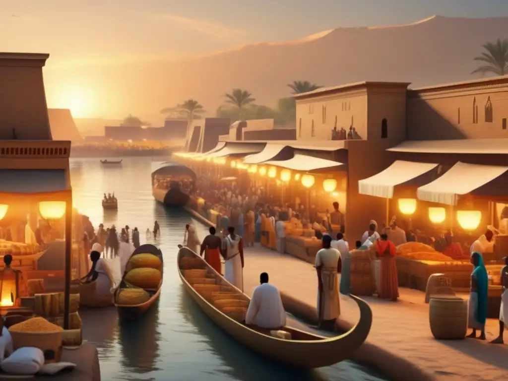 Una imagen detallada en 8k que muestra la animada economía en el Periodo Tardío del Antiguo Egipto