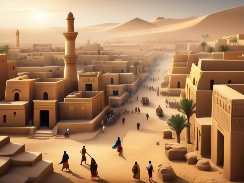 Una imagen detallada de la antigua ciudad de Avaris, capital de los Hicsos durante su dominio en Egipto