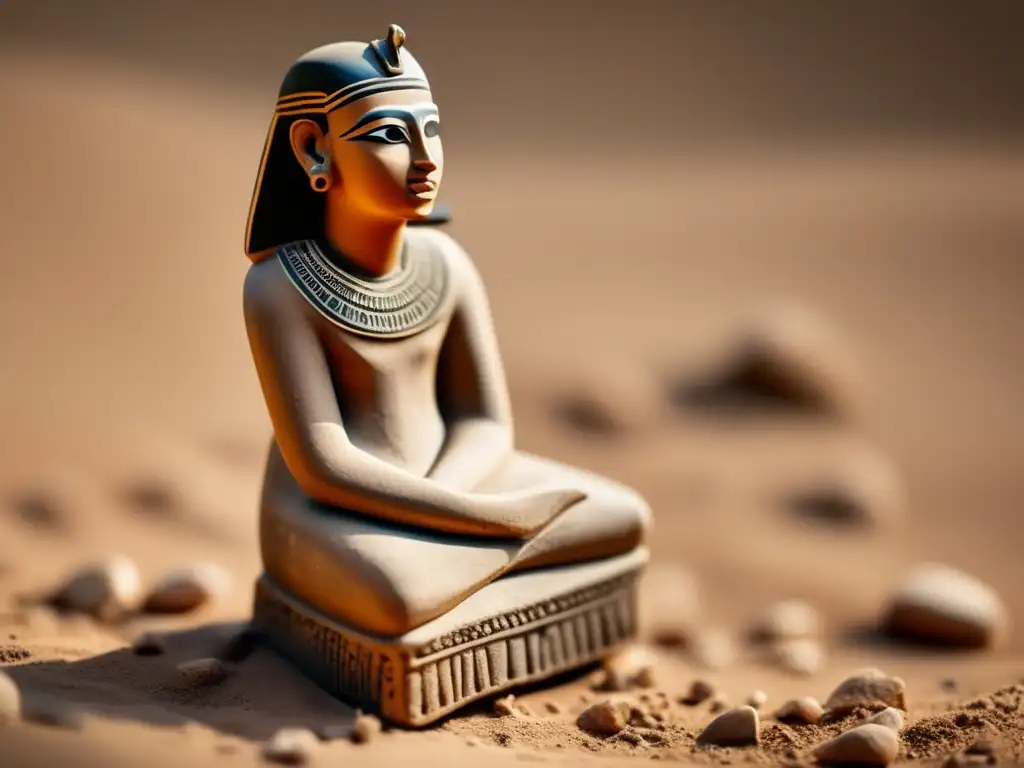 Una imagen detallada en 8k de una antigua figurilla de arcilla del período predinástico del antiguo Egipto