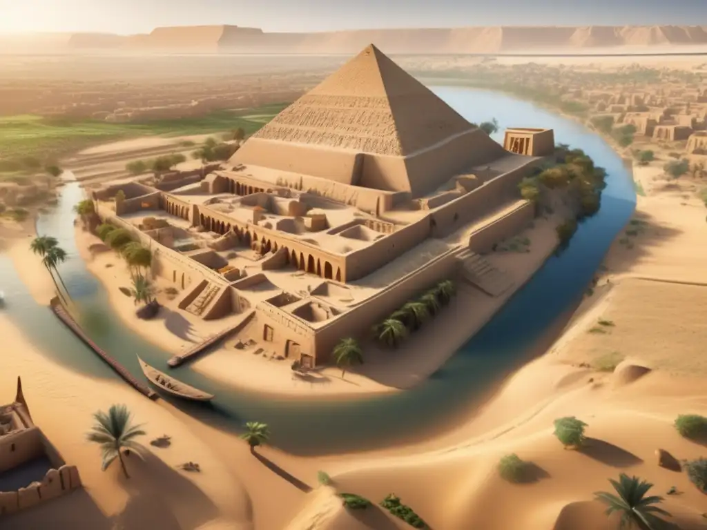 Una imagen 8k detallada que muestra la arquitectura de asentamientos en Egipto durante el Periodo Predinástico