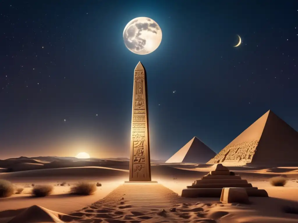 Una imagen detallada muestra el cielo nocturno egipcio iluminado por la luna llena