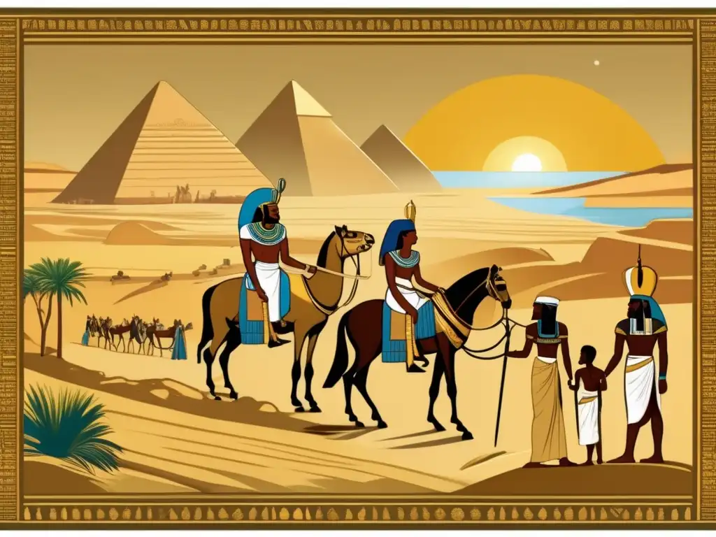 Épica diplomacia y conquista en el antiguo Egipto Una imagen detallada muestra la diplomacia y conquista de faraones en el antiguo Egipto