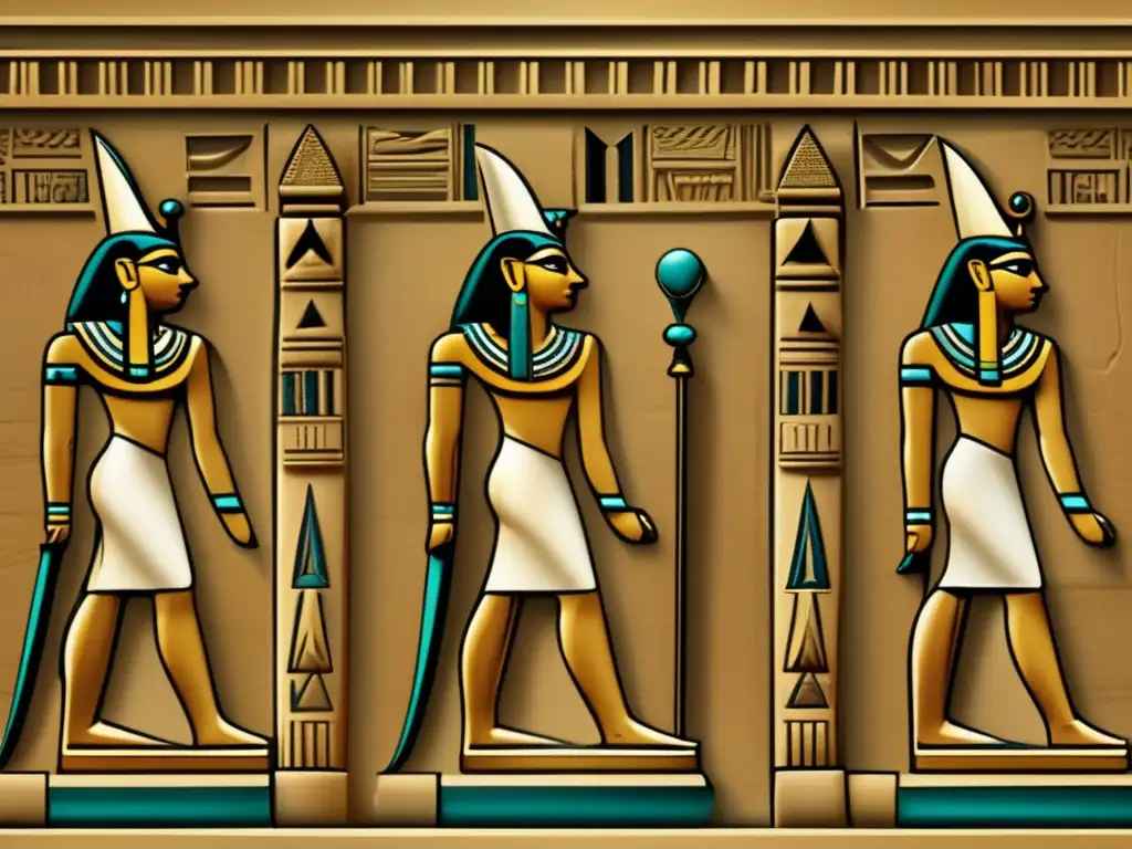 Una imagen detallada en estilo vintage de una hermosa estatua egipcia tallada