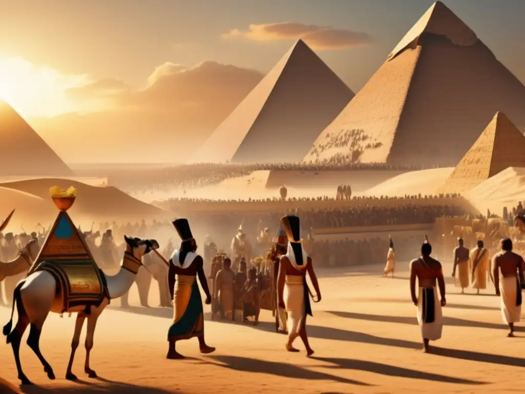 Una imagen detallada en 8k que muestra la grandeza y complejidad de la antigua civilización egipcia