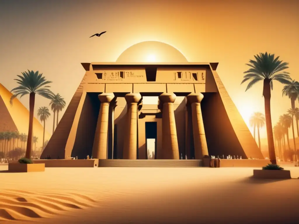 Una imagen detallada del impresionante Templo de Luxor en la antigua era egipcia