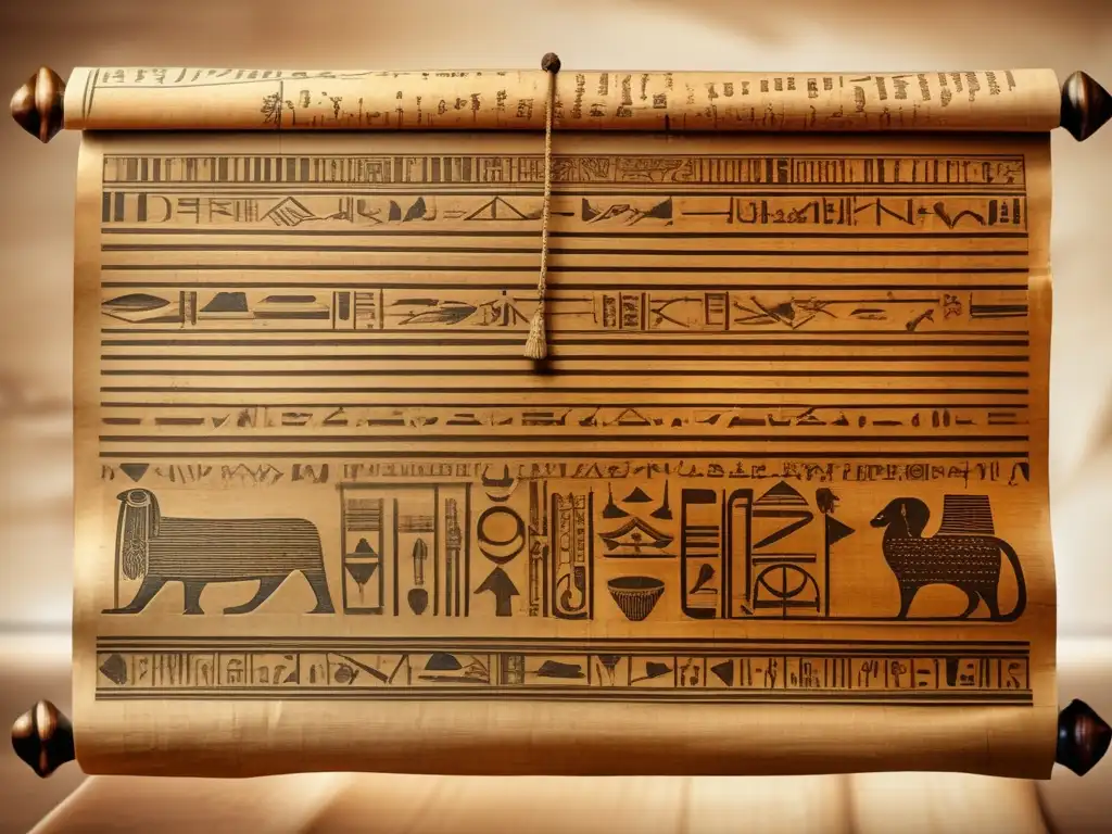 Imagen detallada del Papiro de Rhind: matemáticas egipcias