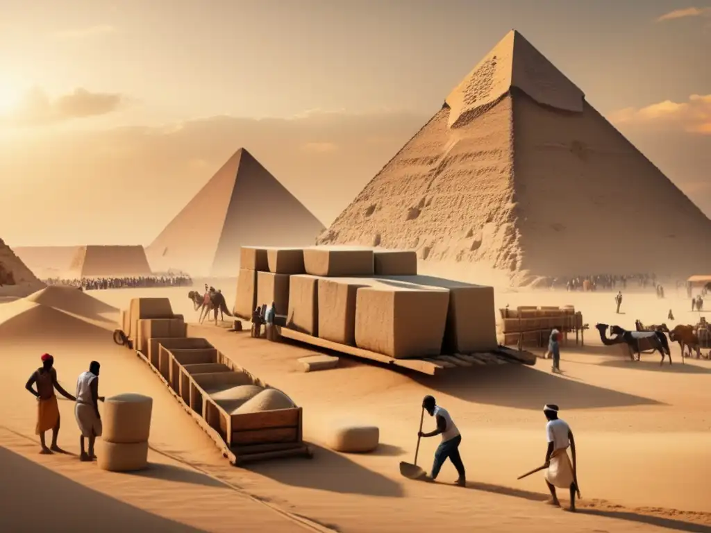 Una imagen detallada en 8k muestra las técnicas de construcción utilizadas en las pirámides de Egipto