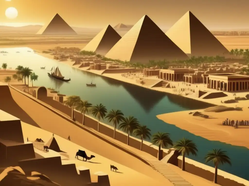 Una imagen detallada y vintage de la antigua ciudad de Meroë, capital del Reino de Kush en Nubia
