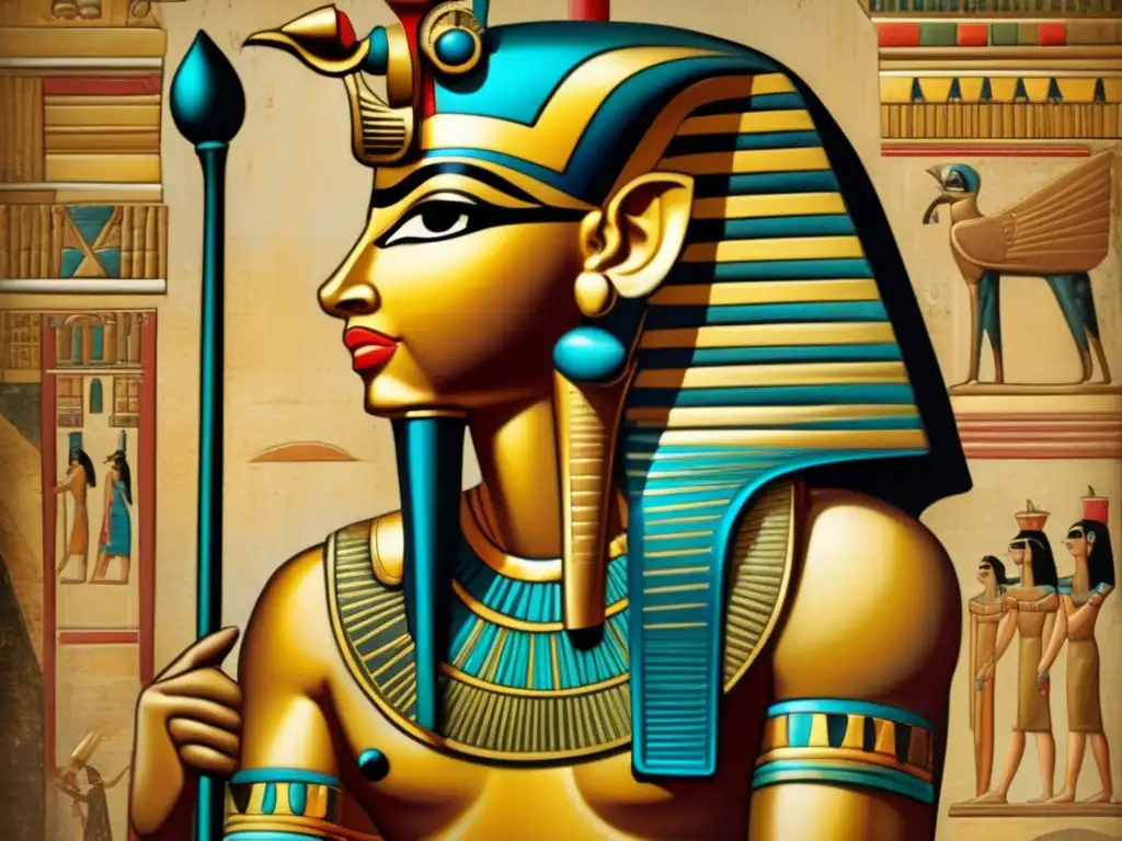 Imagen divina: Horus, deidad egipcia, en una pintura antigua de papiro
