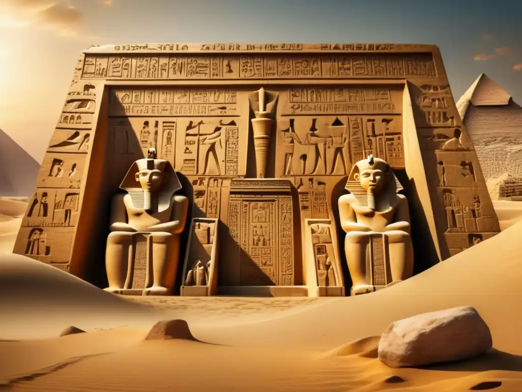 Una imagen de la 'Estela del Hambre en Egipto', con increíble detalle y apariencia vintage