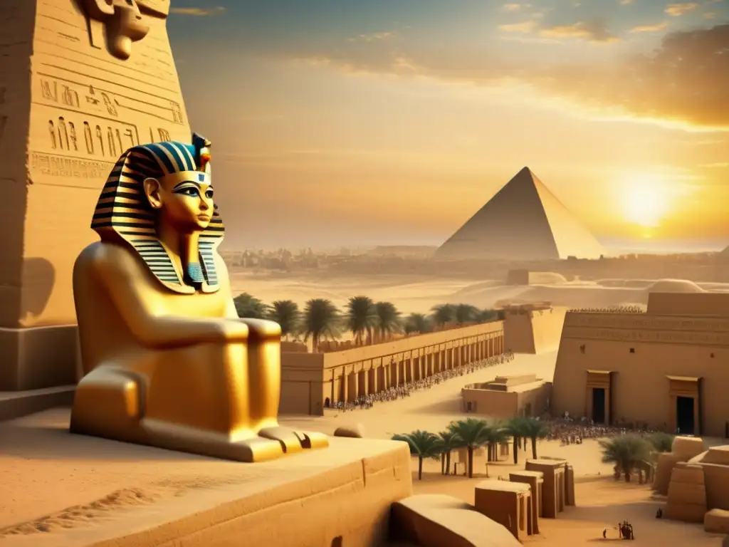 Una imagen impresionante en estilo vintage muestra la grandeza del antiguo Egipto