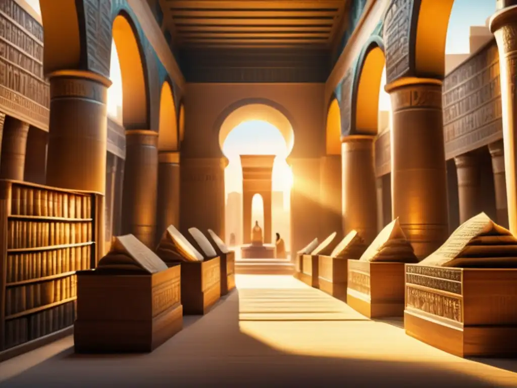 Una imagen impresionante estilo vintage muestra la función de los escribas egipcios en el antiguo Imperio