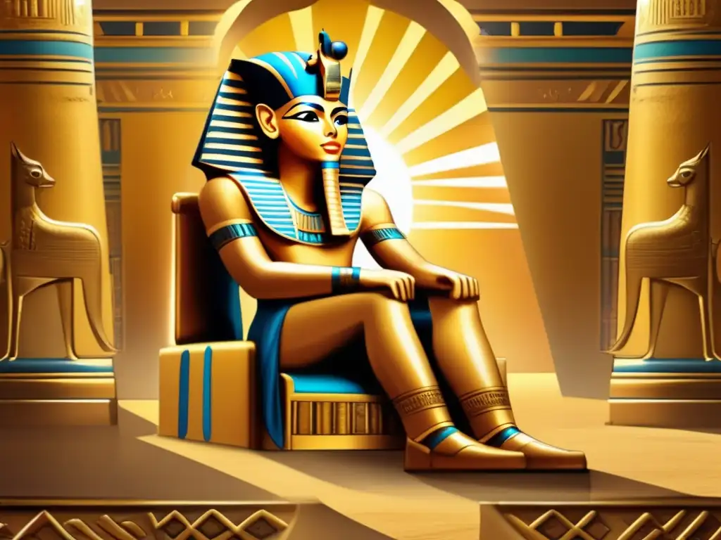 Una imagen impresionante de inspiración vintage muestra una escena del antiguo Egipto, capturando la esencia del mundo mitológico
