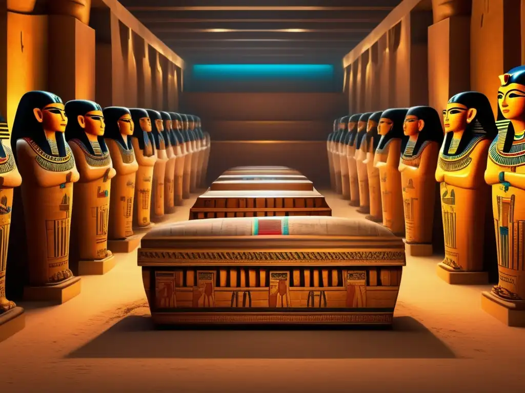 Una imagen nostálgica muestra la artesanía detallada de sarcófagos y ataúdes en Egipto