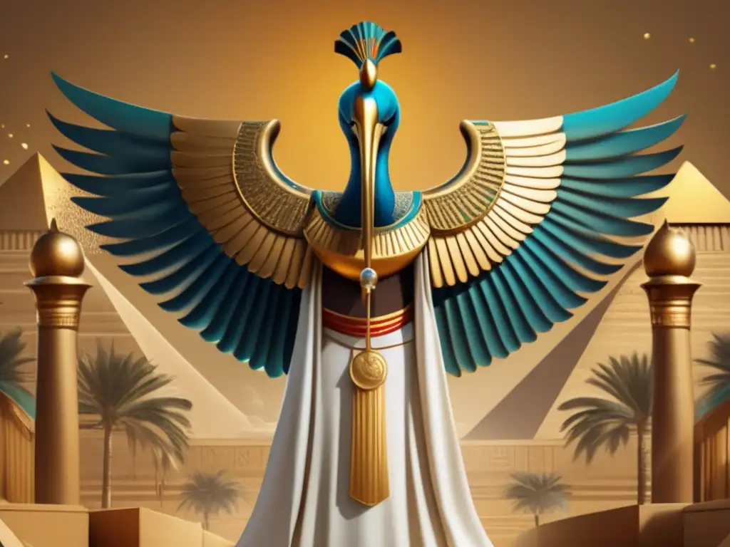 Thot, el dios egipcio de la sabiduría, en una imagen ultra detallada en 8k Una imagen ultradetallada de Thot, el dios egipcio de la sabiduría, destaca sobre un fondo vintage