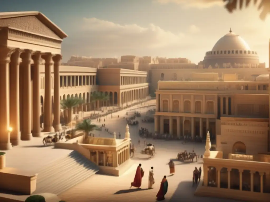 Una imagen vintage en 8k de la antigua ciudad de Alejandría, Egipto, muestra su esplendor con influencia griega en arqueología