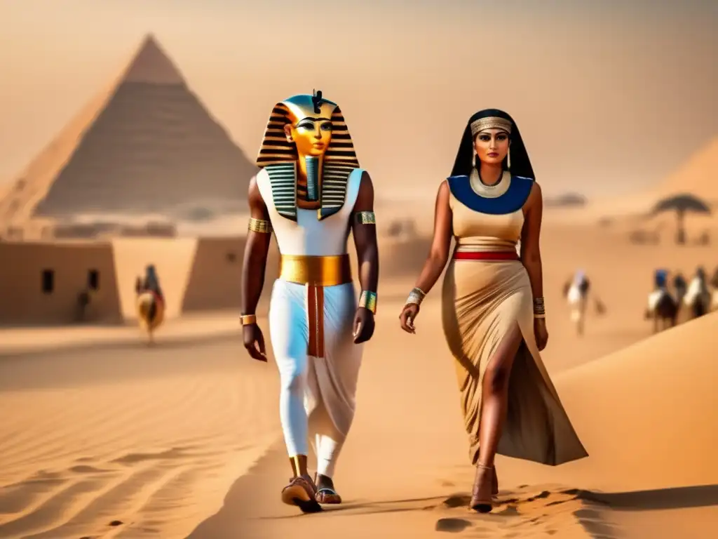 Una imagen vintage que nos transporta a la antigua moda egipcia en la antigüedad