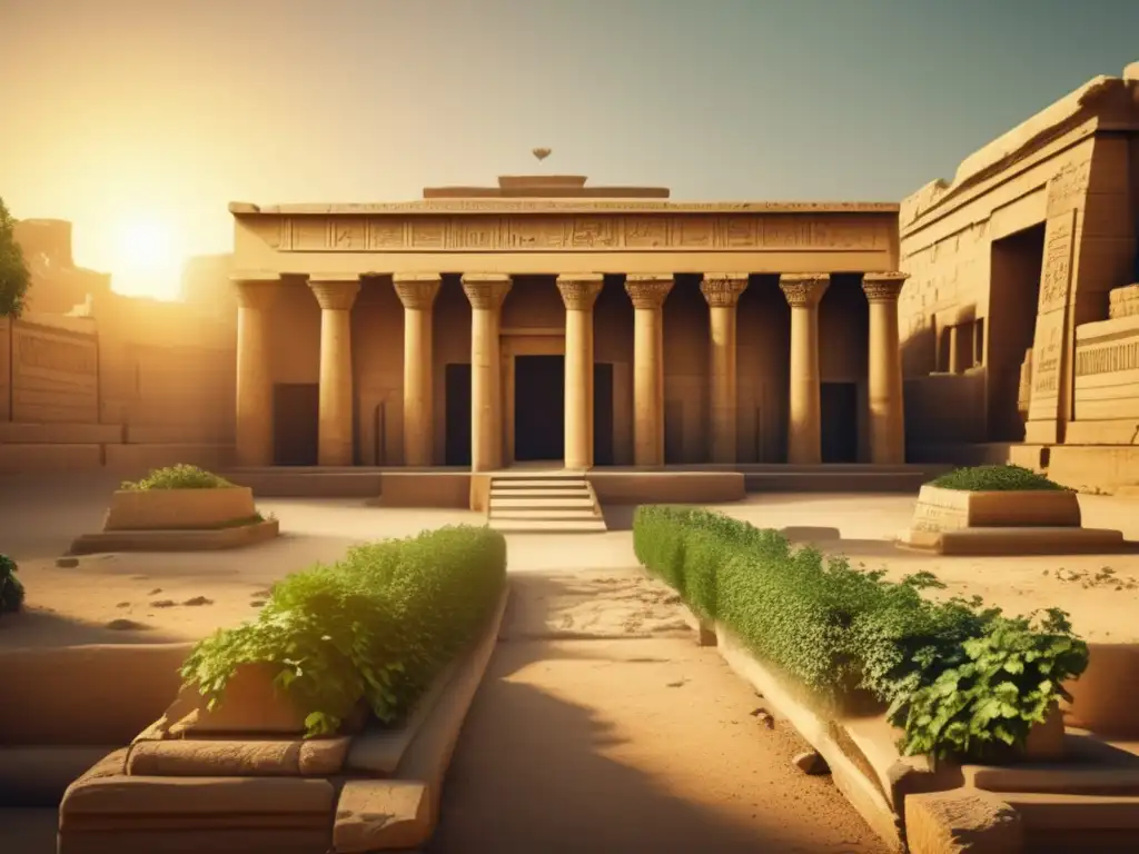 Una imagen vintage de antiguas ruinas de una estructura política durante el Primer Periodo Intermedio en el antiguo Egipto