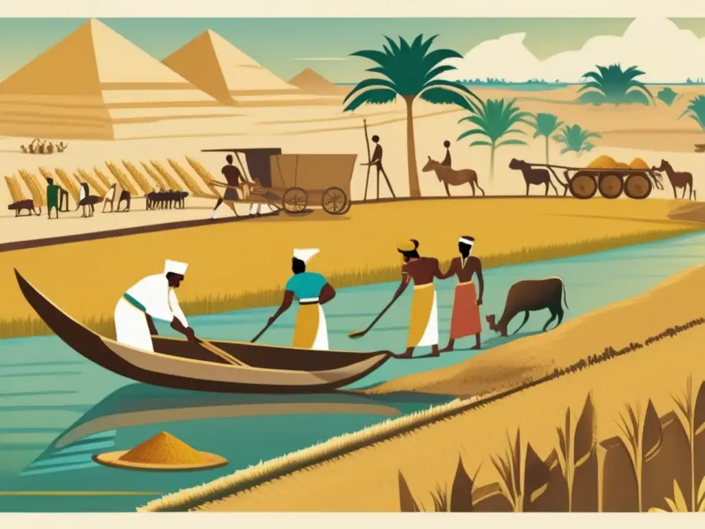 Una imagen vintage muestra la Revolución agrícola en el Antiguo Egipto