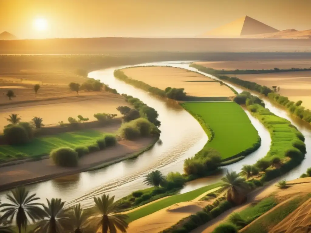 Una imagen vintage que muestra la belleza de las Inundaciones del Nilo en Egipto