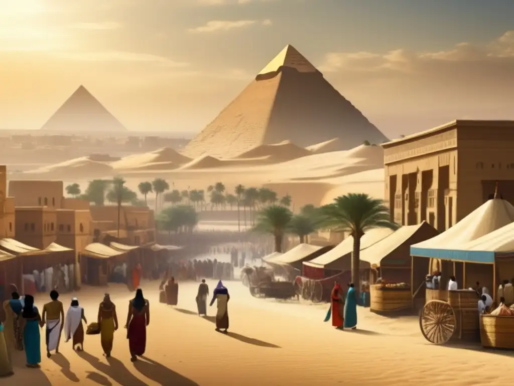 Una imagen vintage de una ciudad egipcia bulliciosa durante el Imperio Medio