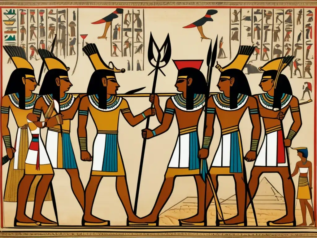 Una imagen vintage detallada que muestra un intenso conflicto en el Segundo Periodo Intermedio Egipcio
