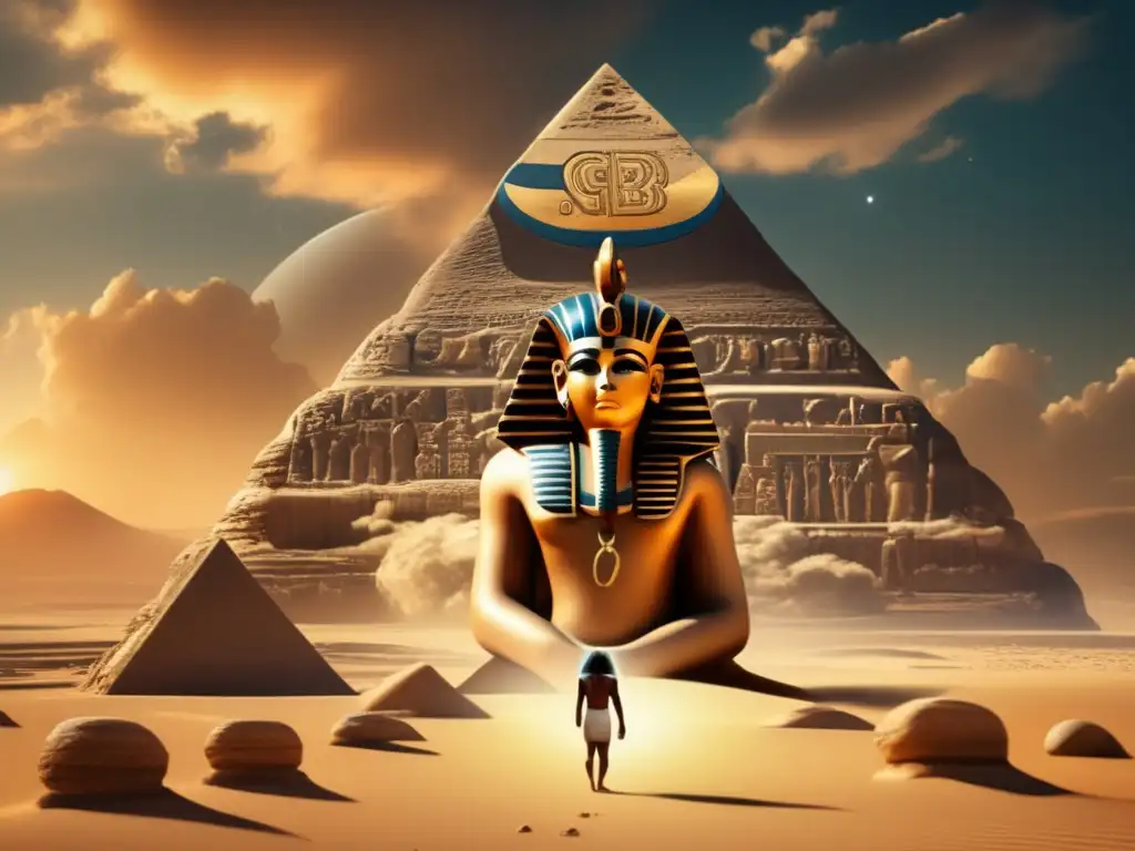 Imagen vintage de Geb, el dios egipcio de la Tierra, junto a Nut, la diosa del cielo