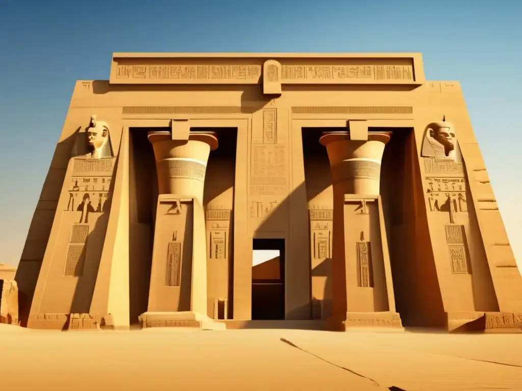 Una imagen vintage del magnífico Gran Templo de Ptah en Menfis, Egipto